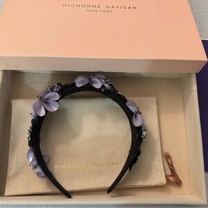 Mignonne Gavigan Karolina Headband with Purple Gray Flowers